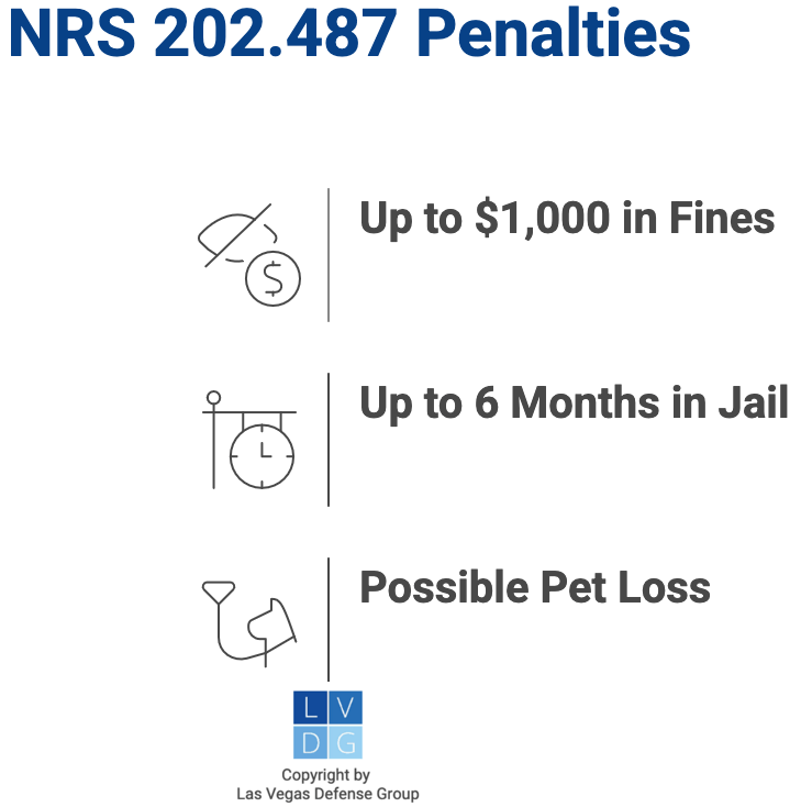 Graphic that shows penalties for leaving a pet in a car unattended in hazardous conditions, such as up to $1,000 in fines and 6 months in jail