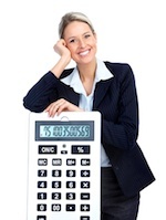 female accountant with a calculator