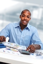 male accountant at a desk