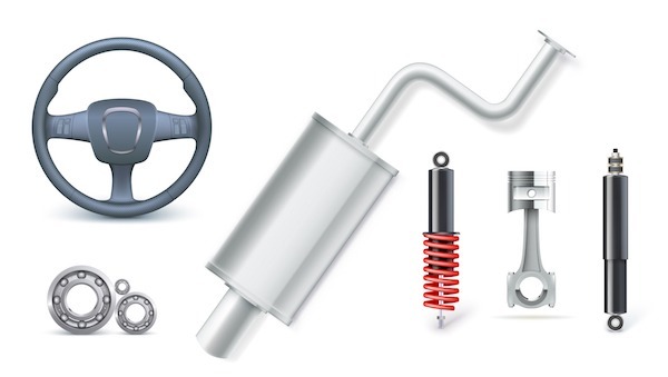 An array of car parts
