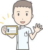 cartoon rendering of doctor with license