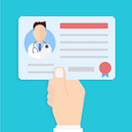 Cartoon rendering of medical license