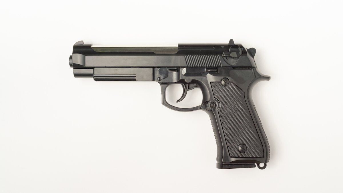 revolver against a white background