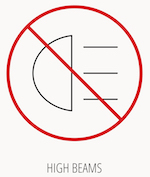 headlight symbol in cross out circle