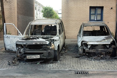 burned cars; setting your own car on fire in order to collect insurance proceeds is considered auto insurance fraud