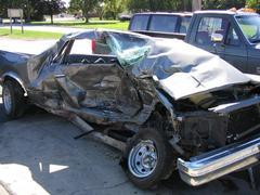 crashed car - staging an accident can lead to NRS 686A.2815 charges