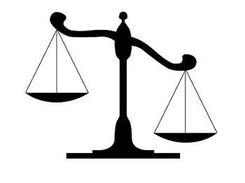 Scales of justice against a white background