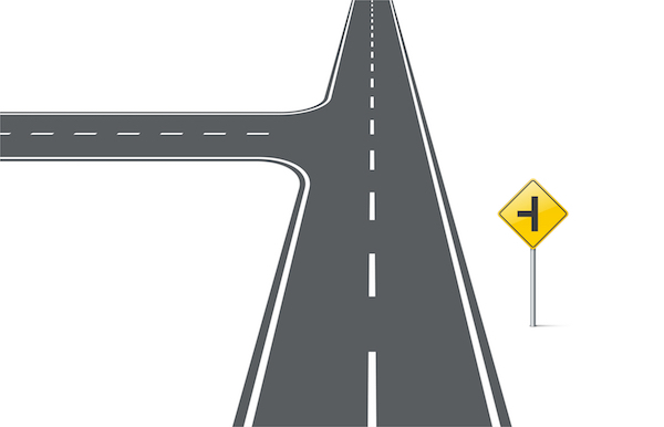 Cartoon rendering of road with intersection