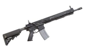 Modern semi automatic rifle that is isolated on a white background