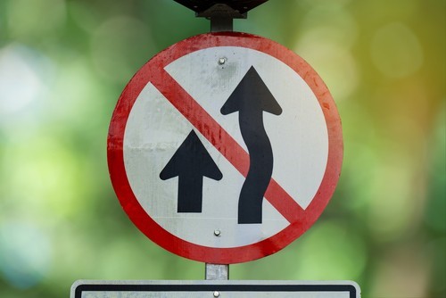 Traffic sign for not passing on right in Nevada