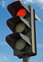 red light on traffic lantern