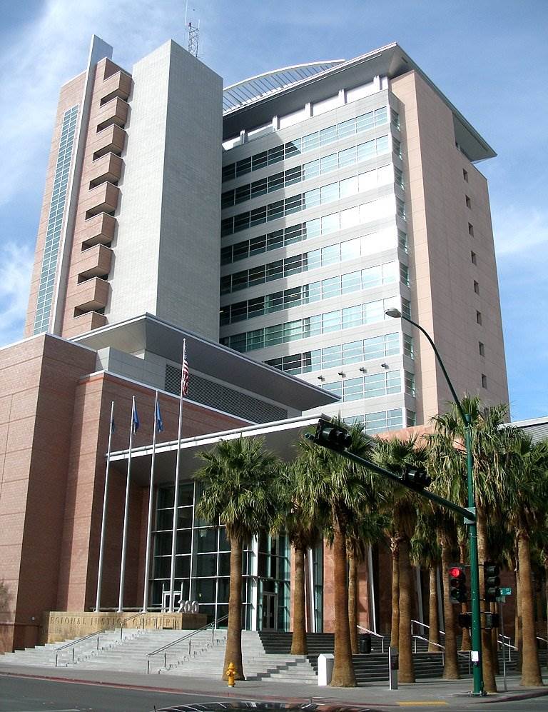 By Coolcaesar at the English language Wikipedia, CC BY-SA 3.0, https://commons.wikimedia.org/w/index.php?curid=15861978 Regional Justice Center building, which includes Las Vegas Justice Court.