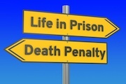 Arrow that reads "life and prison" and arrow that reads "death penalty"