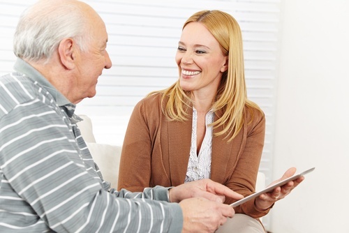 female social worker counseling a male client
