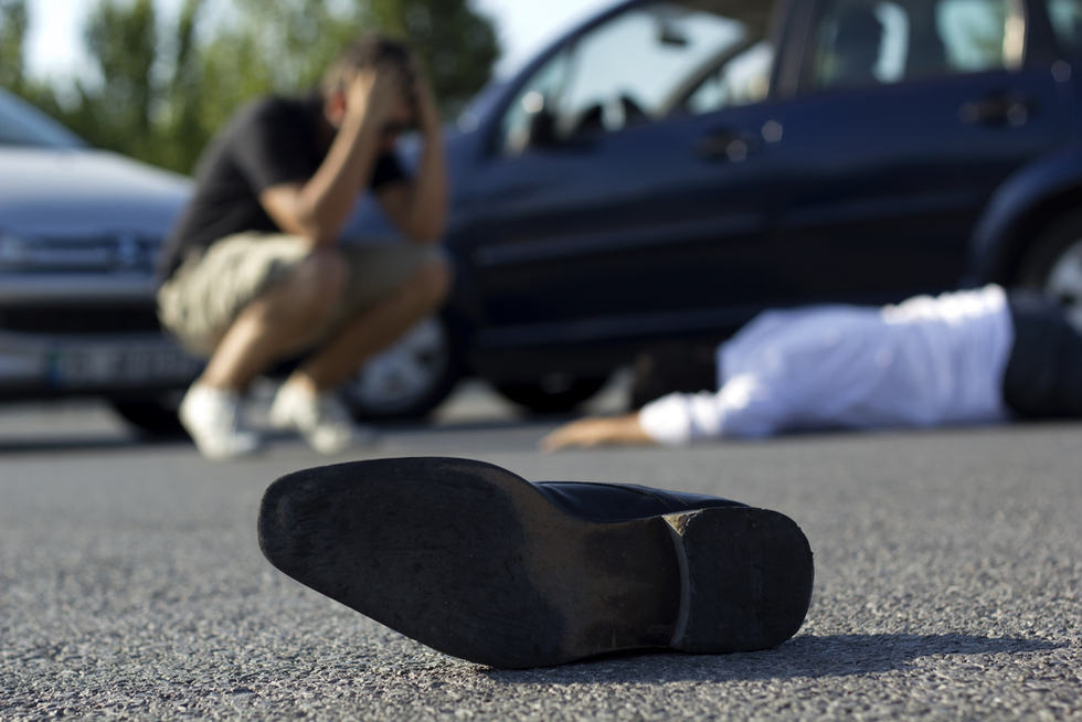 Aftermath of vehicular homicide accident. 